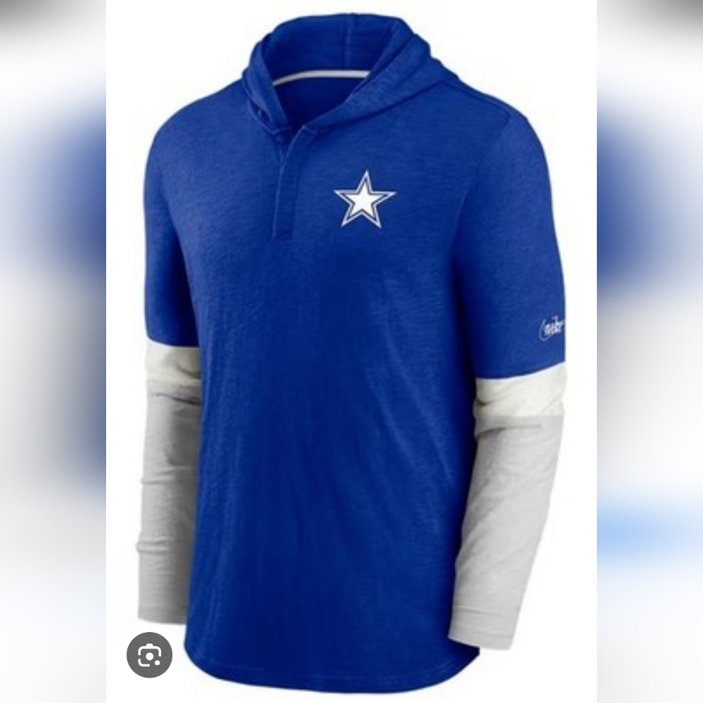 NIKE Dallas Cowboys NFL Star hoodie blue white gray hooded pullover top Medium